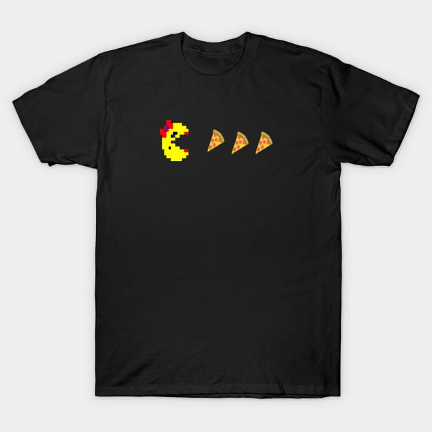 Ms. PAC-MAN Loves Pizza T-Shirt by dsilvadesigns